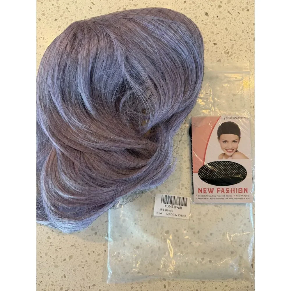 Purple Wig Short Straight Gray Purple Wig Halloween Cosplay Costume Animie Wigs